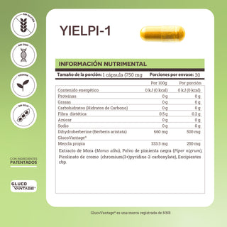 YIELPI-1 | Berberine GlucoVantage®, Chromium Picolinate, Blackberry Extract and Black Pepper Extract