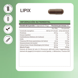 Lipix | Diente de León, Colina,  Metionina y Extracto de Guggul