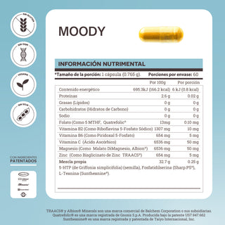 Moody | Fosfatidilserina Sharp®, L.Teanina, 5-HTP, Metil Foltato
