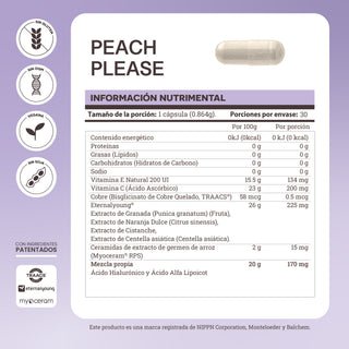 Peach Please | Eternalyoung®, Myoceram®, Vitamina E y Ácido Hialurónico