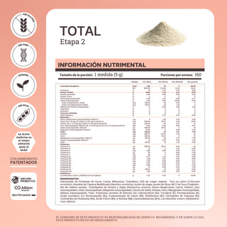 Total Baby: Etapa 2 | Fórmula sin lactosa para lactantes con proteína de arroz hidrolizada