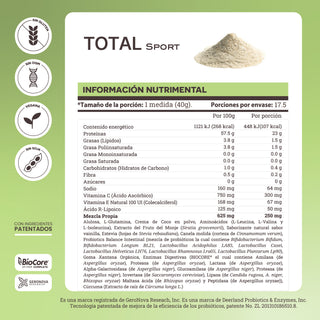 Total Sport | Protein with Probiotics, Enzymes, Lipoic Acid and Sacha Inchi