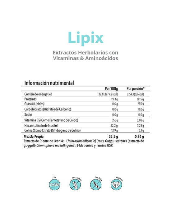 Lipix | Diente de León, Colina,  Metionina y Extracto de Guggul