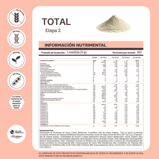 Total Baby: Etapa 2 | Fórmula sin lactosa para lactantes con proteína de arroz hidrolizada