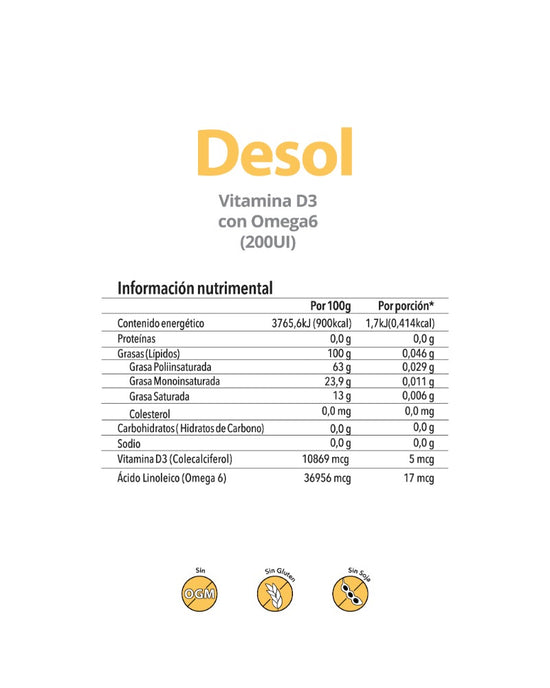 Desol Kids | Vitamina D3, liposoluble