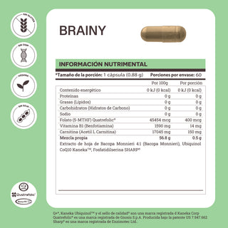 Brainy | Nootropic with Bacopa, CoQ10, Methyl Folate and Phosphatidylserine Sharp®