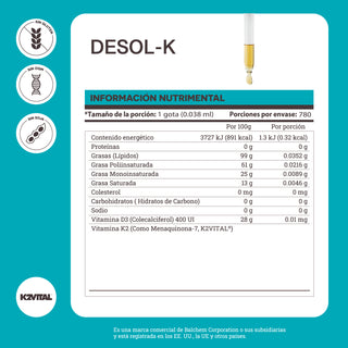 Desol-K | Vitamina D3 y Vitamina K2 (MK-7)