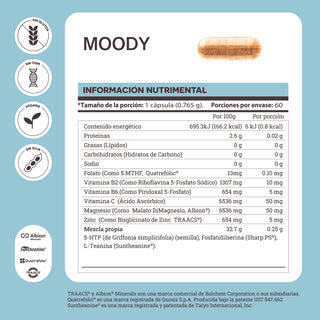 Moody | Fosfatidilserina Sharp®, L.Teanina, 5-HTP, Metil Foltato