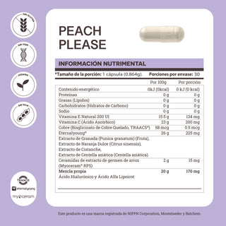 Peach Please | Eternalyoung®, Myoceram®, Vitamina E y Ácido Hialurónico