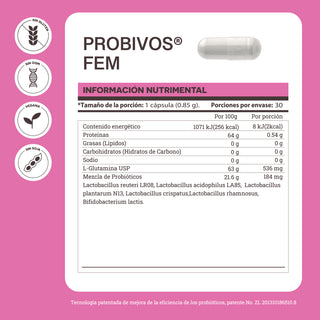 Probivos Fem | Probióticos con Glutamina para Mujer