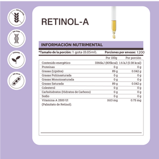 Retinol A | Palmitato de Retinol (Vitamina A 2500 UI)