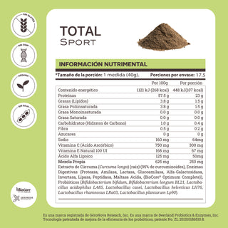 Total Sport | Protein with Probiotics, Enzymes, Lipoic Acid and Sacha Inchi